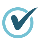 A blue check mark inside a light blue circle on a transparent background.